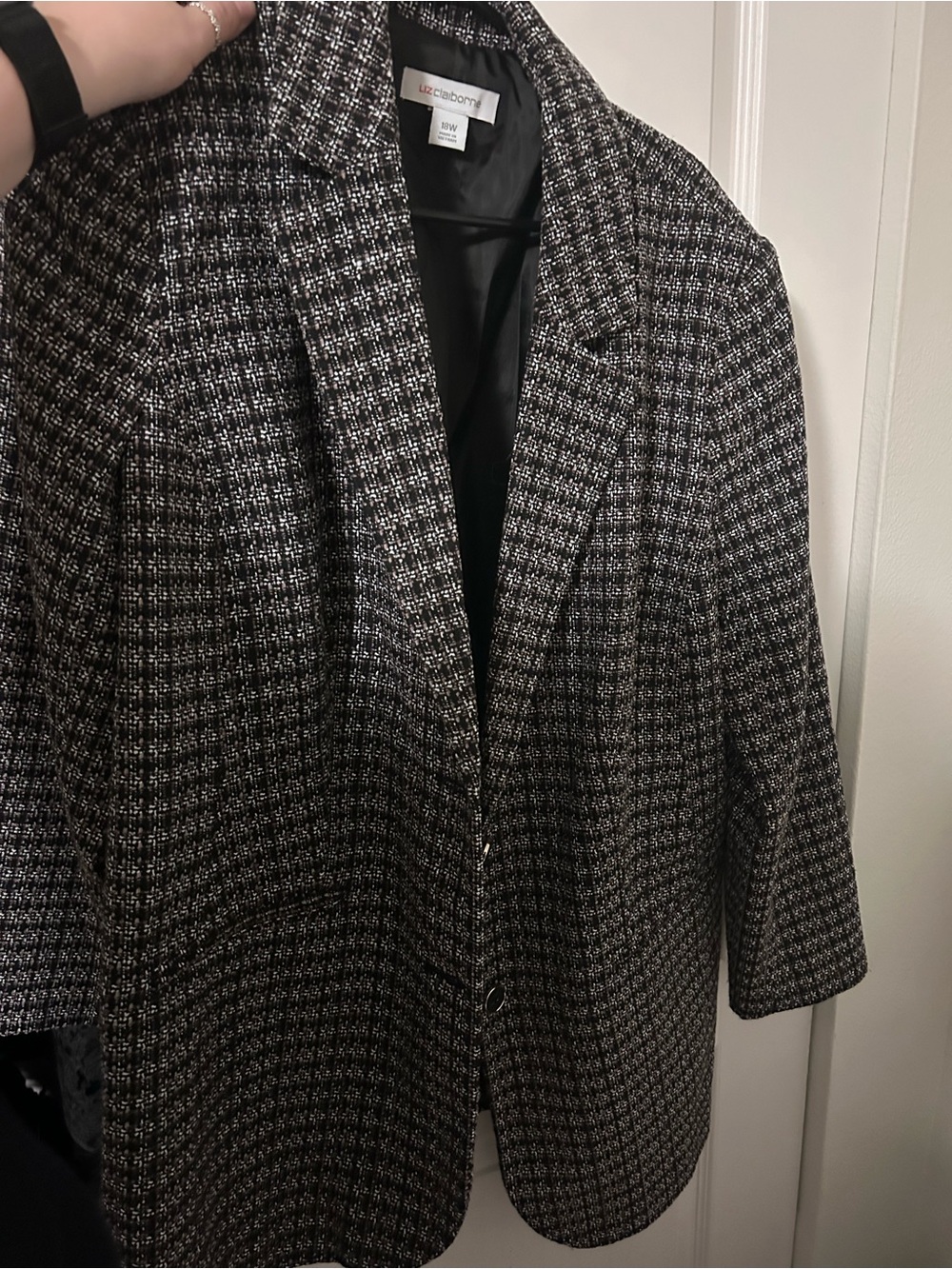 Liz Claiborne Black, White, and Pink Tweed Blazer size 18W